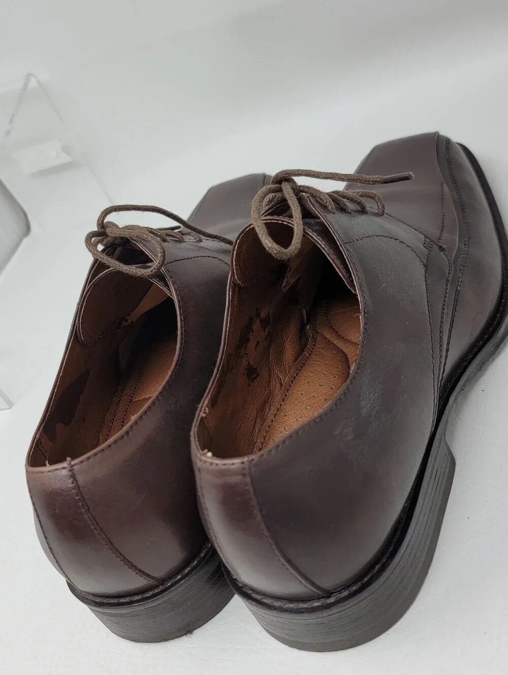 Johnston & Murphy Mens Size 10.5.Dark Brown Leather Derby Square Toe Dress Shoes